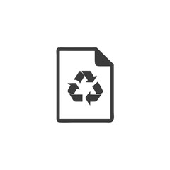 Recycled Paper Paper Sheet with a Recycling Symbol Vector Silhouette Flat Icon Design