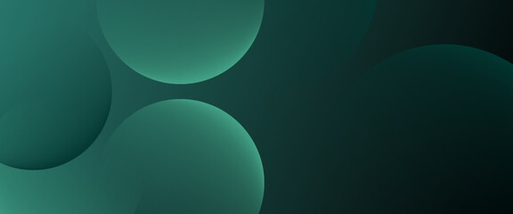 Dark green background with overlapping circular shapes. The background is smooth and gradient, featuring green and black tones. Minimal abstract circles vector gradient background