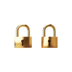 Naklejka premium Shiny Golden Padlock with Metallic Finish and Secure Closed Shackle Isolated on White Background