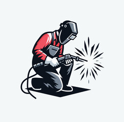 vector image of a welder on a plain white background