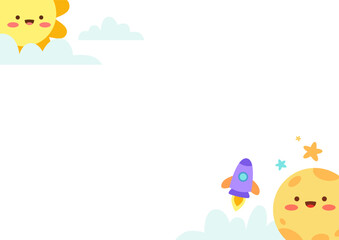 Fototapeta premium Cute sun and moon background