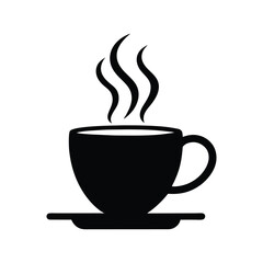 Hot tea cup icon silhouette vector illustration.