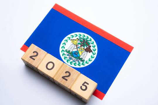 2025, Belize, Belize flag with date block, Concept, Important events for Belize in the new year, election, economy, social activities, central bank, Belize foreign policy