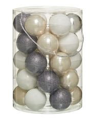 Christmas ball in a transparent circle box cut out isolated transparent background