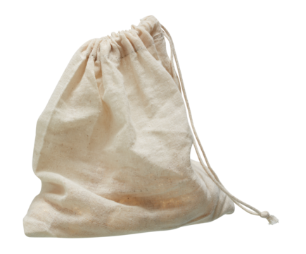 Drawstring cloth bag cut out isolated transparent background