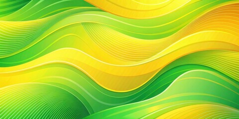 Abstract Vibrant Green and Yellow Wavy Lines Background Design for Presentations and Web Pages