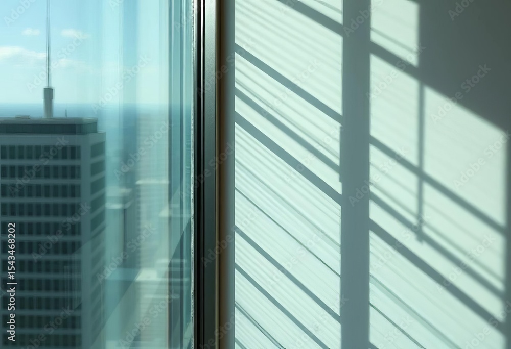 Aufkleber streaks of city light reflected in a skyscraper's window pane, casting an abstract pattern on the wa