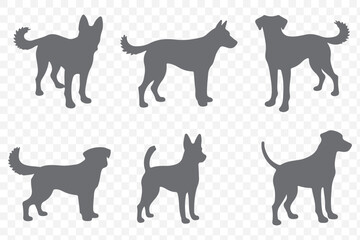 Pitbull, bulldog, terrier, dog animal silhouettes on Transparent Background. EPS 10.