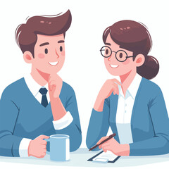 Fototapeta premium vector image of two people talking on a white background