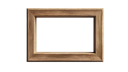 Photorealistic render of a simple, clean white wooden photo frame, landscape orientation, subtle wood grain texture, empty center, bright 