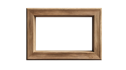 Photorealistic render of a simple, clean white wooden photo frame, landscape orientation, subtle wood grain texture, empty center, bright 