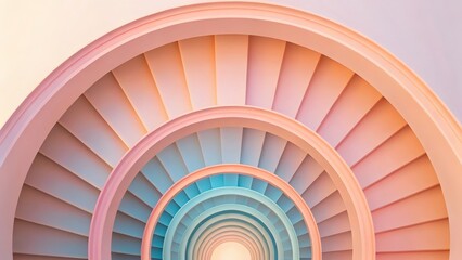 Pastel pink and blue spiral staircase design