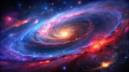 Obraz premium A Cosmic Tapestry Woven with Vibrant Nebulae and Celestial Swirls, a Breathtaking Display of Galactic Wonders