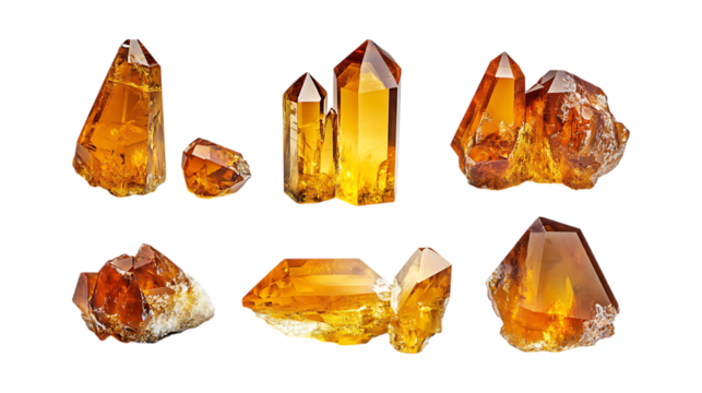 Pack Collection Smoky Quartz Crystals Collection set against transparent background
