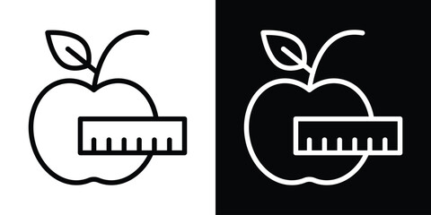 Apple and measuring tape icon filled flat sign concept for web design.
