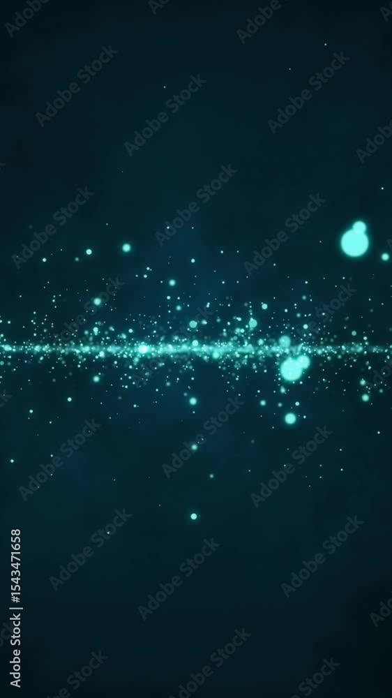 Poster a captivating display of glowing particles swirling in a deep blue gradient creates an enchanting co
