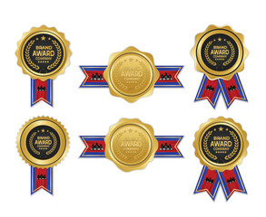 Golden award medal with Cambodia flag ribbons for winners