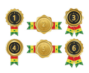 Golden award medal with Cameroon flag ribbons for winners