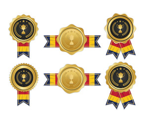 Naklejka premium Golden award medal with Chad flag ribbons for winners