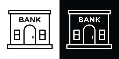Bank building icon filled flat sign concept for web design.