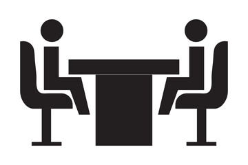 Conference Icon. Presentation vector icon illustration. Meeting icon. Two people. Job interview. Team, partners, dealing.