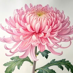 Pink mum tropical flower hand drown illustration watercolor petal 