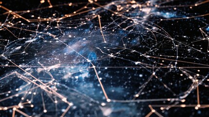 Abstract Network with Connections and Nodes on Dark Background