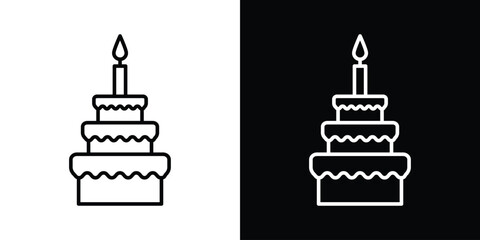 Birthday cake icon filled flat sign concept for web design.