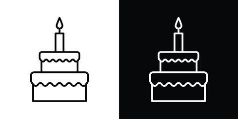 Birthday cake icon filled flat sign concept for web design.