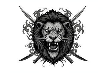 lion head with sword