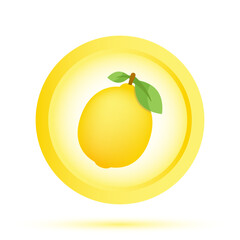 Lemon symbol sticker. citrus button icon