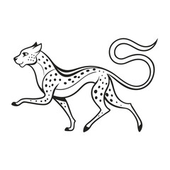Fototapeta premium Black and White Cheetah Illustration Spotted Animal Design Elegant Line Art Graphic