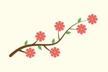 Floral with Branch Concept. Colored flat vector illustration isolated
