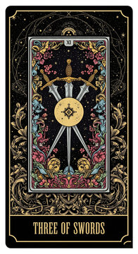 Three of Swords Tarot Card