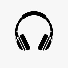 Fototapeta premium Black Headphone Icon Isolated on White Background – Minimalist Audio Symbol for Music, Sound, Podcast, and Listening Concept 