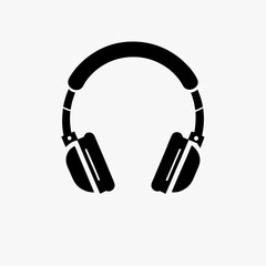 Fototapeta premium Black Headphone Icon Isolated on White Background – Minimalist Audio Symbol for Music, Sound, Podcast, and Listening Concept 
