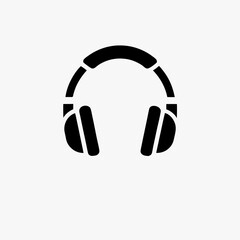 Fototapeta premium Black Headphone Icon Isolated on White Background – Minimalist Audio Symbol for Music, Sound, Podcast, and Listening Concept 