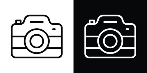 Camera icon filled flat sign concept for web design.