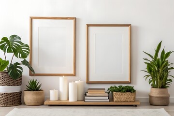 Frame Mockup , Modern Wall in Living Room Interior – ISO A Paper Poster Size, 3D Render Design