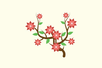 Floral with Branch Concept. Colored flat vector illustration isolated