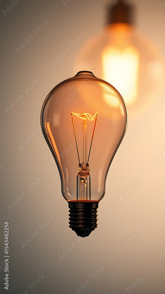 Poster lightbulb isolated on transparent background vertical