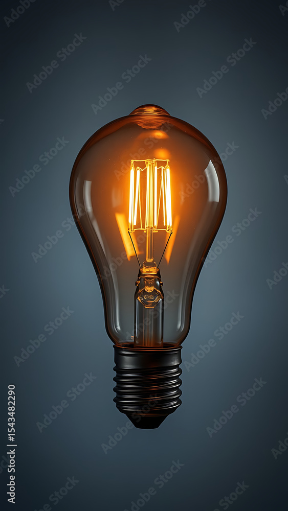 Poster lightbulb isolated on transparent background vertical