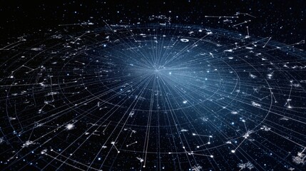 Constellation and Line Art in Dark Night Sky
