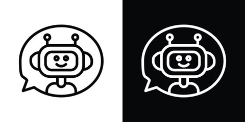 Chatbot speech bubble icon filled flat sign concept for web design.
