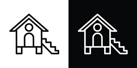 Chicken coop icon filled flat sign concept for web design.