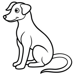 Cute Cartoon Dog Sitting Outline Black White Simple Puppy Pet Animal Illustration