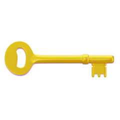 3D Illustration of Antique Golden Key
