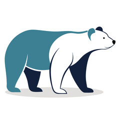 Fototapeta premium Abstract Teal and White Polar Bear Walking Side Profile Illustration blue
