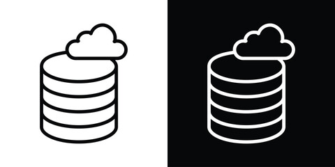 Cloud database icon filled flat sign concept for web design.