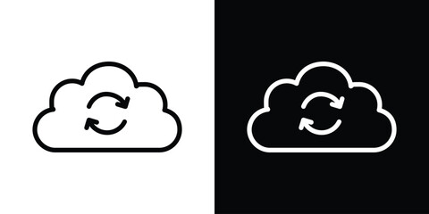 Cloud sync icon filled flat sign concept for web design.